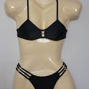 Nwt!!! Beira de Praia Brazilian Black Bikini Set Medium
